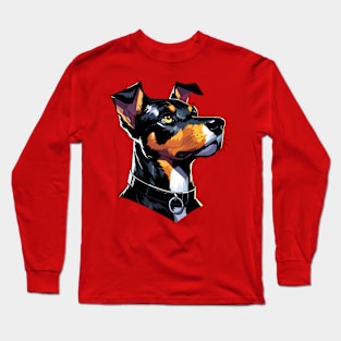 Stunning and Cool Jagdterrier Monochrome and Gold Portrait for Father's Day Long Sleeve T-Shirt